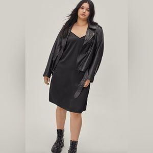 NWT Black Satin Cami Midi Dress NastyGal
